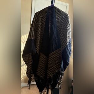 Plaid Fringe Shawl